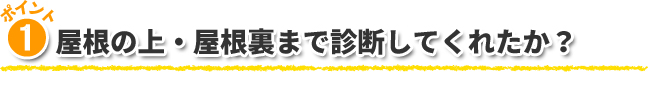 1.屋根の上・屋根裏まで診断してくれたか？