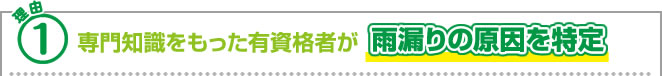 理由1 専門知識をもった有資格者が雨漏りの原因を設定