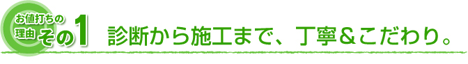 お値打ちの理由　その1 診断から施工まで、丁寧＆こだわり。