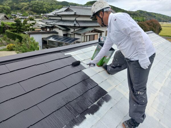 宗像市深田N様邸屋根塗装工事3日目